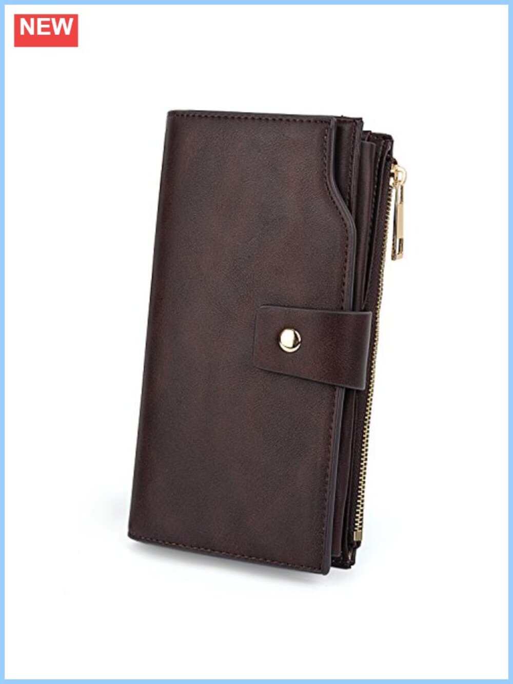 RFID Large Capacity PU Leather Clutch Wristlet Wallet